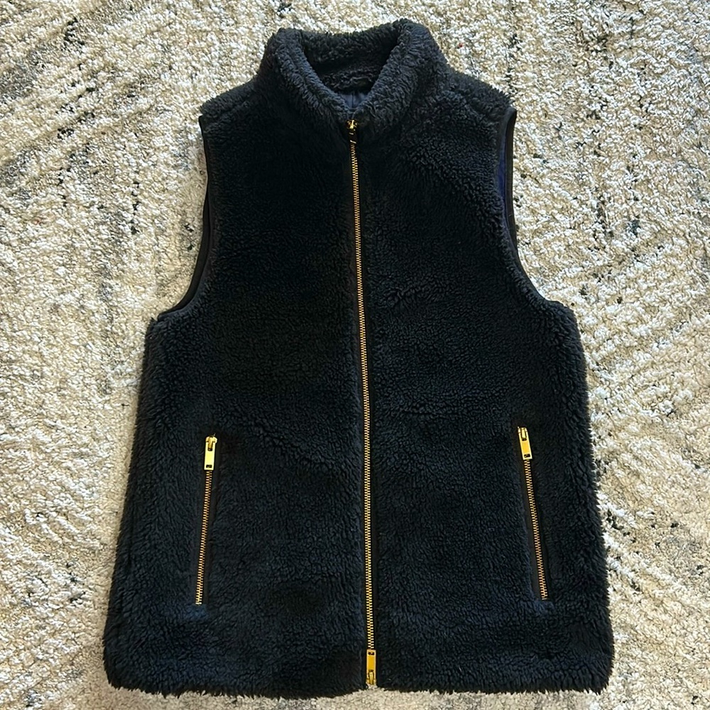 J. Crew Sherpa Black Vest